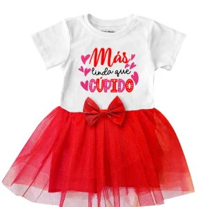 Vestido manga corta Más linda que cupido. 3 meses a 6 Años