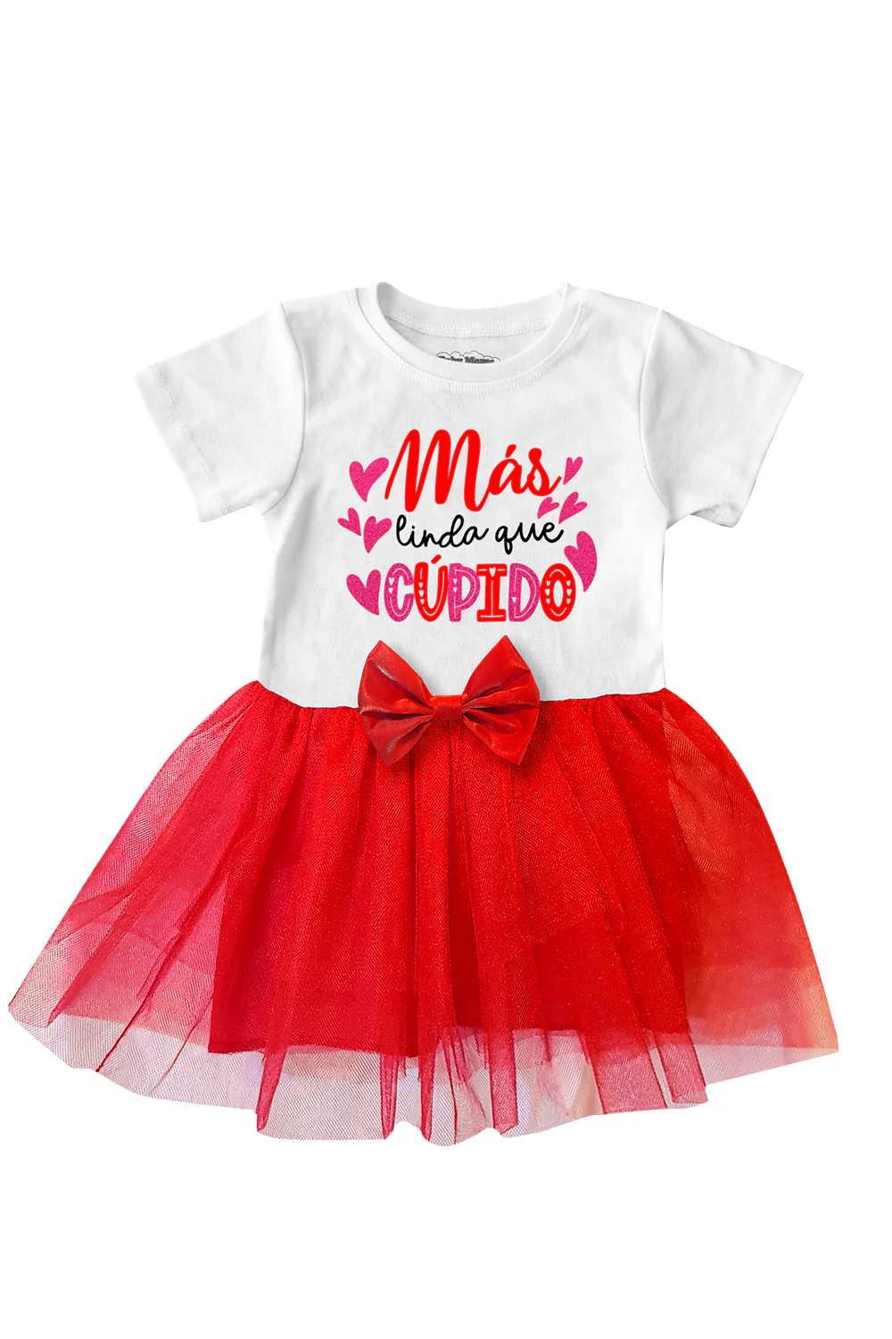 Vestido manga corta Más linda que cupido. 3 meses a 6 Años