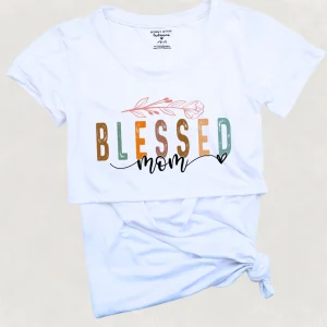 Blusa maternidad-lactancia mc estampada. Blessed Mom