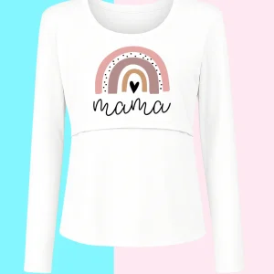 Blusa maternidad-lactancia Manga Larga. Mamá arcoiris