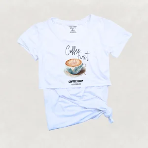 Blusa maternidad-lactancia mc estampada. Coffee Los Angeles
