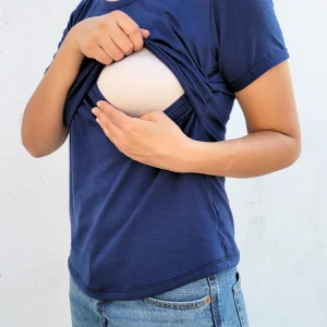 Blusa Lactancia valenciana algodón. Navy