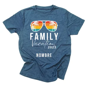 Playera Caballero nombre personalizado. Vacation sunglasses