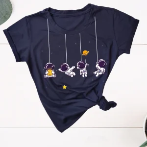 Blusa dama manga corta. Universo astronauta