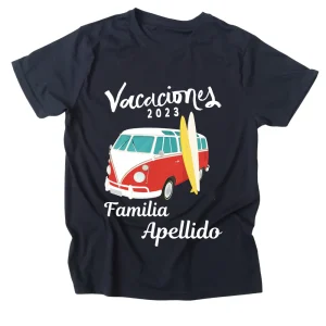 Playera Caballero nombre personalizado. Combi vacaciones