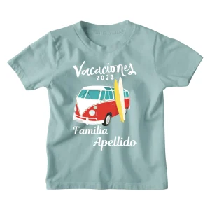 Playera Kids nombre personalizado. Combi vacaciones