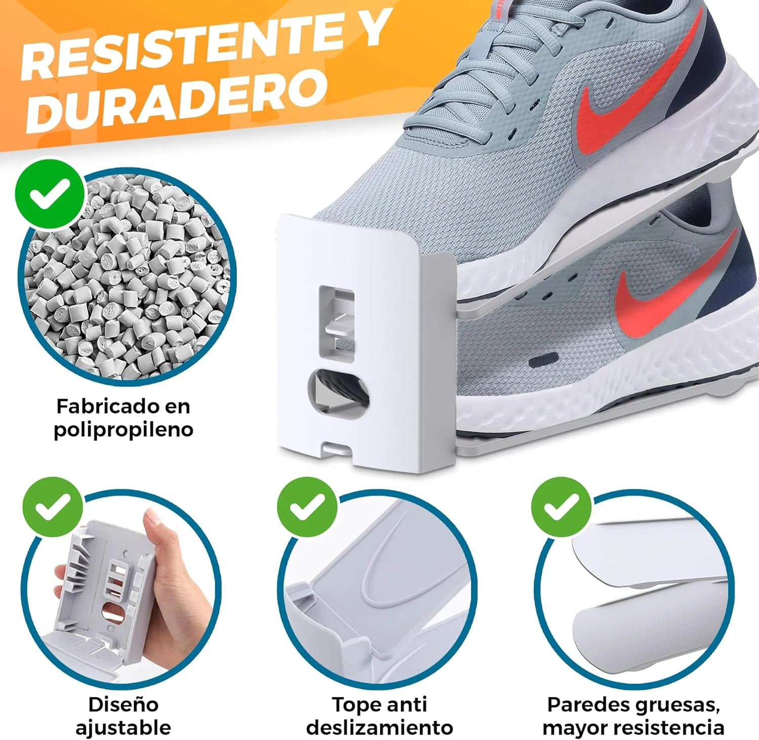 Organizadores de Zapatos Ajustable Blanco - Imagen 4