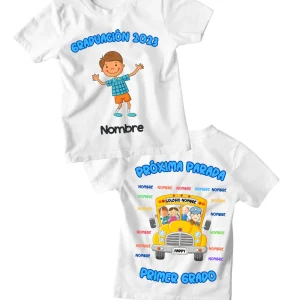 Playera Kids personalizada. Graduación bus