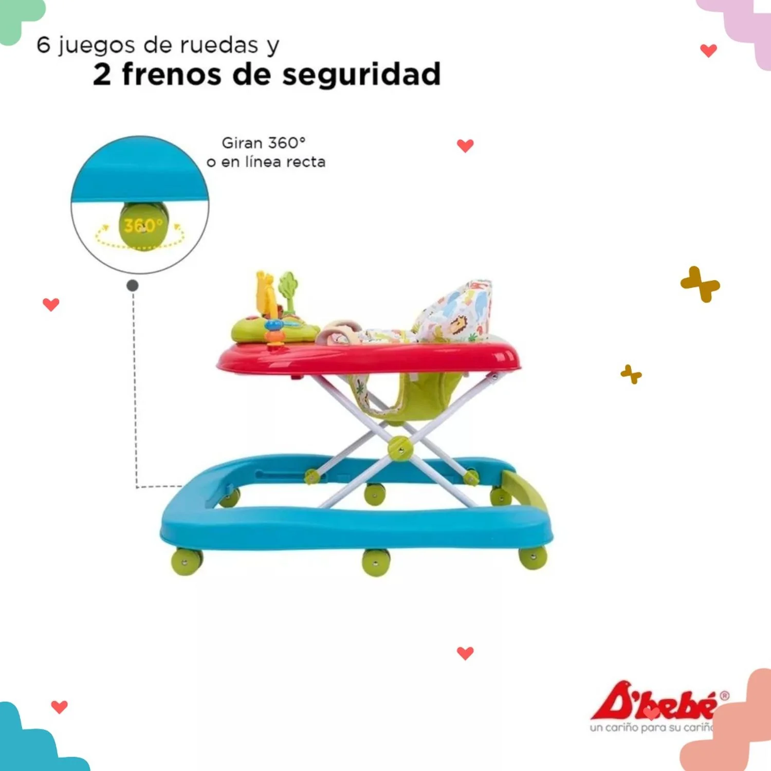 Andadera Jungle 2 en 1 Rojo De bebe 81 Rojo - Imagen 6