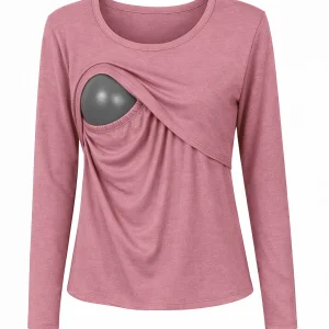 Blusa lactancia Manga Larga. Palo de rosa