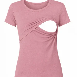 Blusa lactancia manga corta. Palo de rosa