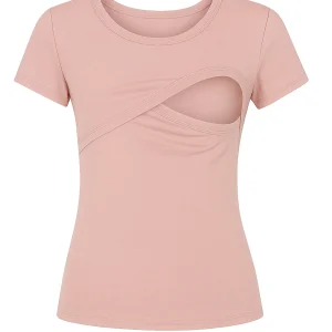 Blusa lactancia manga corta. Rosa claro