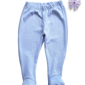 Pantalon bebé de Algodón con pies. Azul cielo