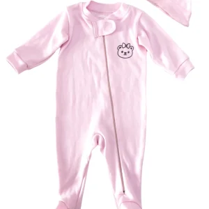 Set mameluco y gorro unisex. Osito rosa baby