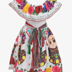 Vestido Campesina Blanco 3 a 10 años. Fridita