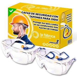2 uds Gafas Proteccion Trabajo con Tapones Oidos Incorporados