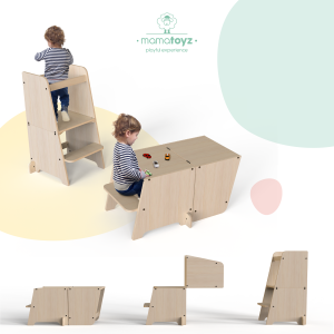 Bend torre de aprendizaje evolutiva mesa de madera