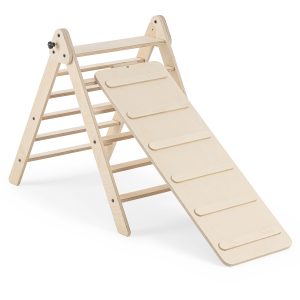 Pikko triángulo de Pikler, tobogán y escalada de madera