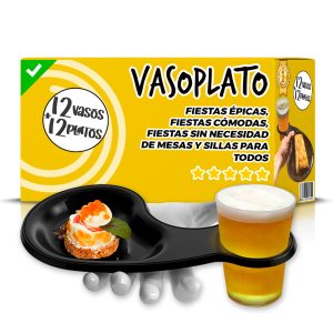 Vasoplato Come y Bebe de Pie – Platos de Plastico para Fiestas