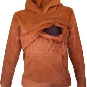 Sudadera Polar capucha Maternidad-lactancia. Café
