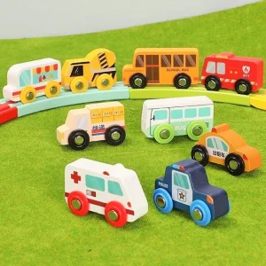 Set vehículos ciudadanos de madera – 9 piezas