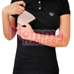 Playera maternidad-lactancia Tipo Polo. Negro