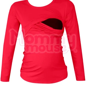 Blusa maternidad-lactancia Manga Larga. Rojo