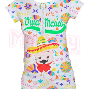 Blusa maternidad manga corta Full Print. Viva México Charrito