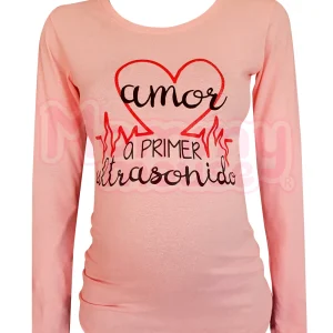 Blusa Maternidad Básica Manga Larga.  Amor a primer ultrasonido