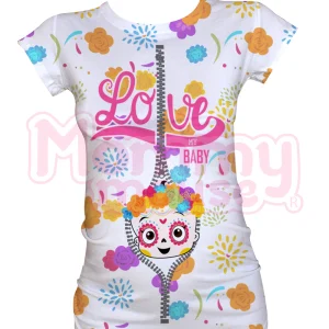 Blusa maternidad manga corta Full Print. Baby catrina
