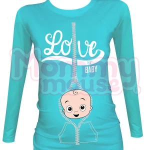 Blusa Maternidad Básica Manga Larga. Love my baby niño.