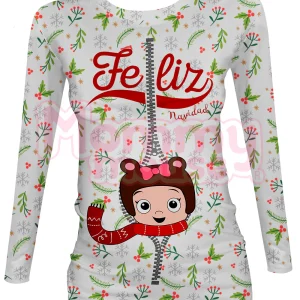 Blusa Maternidad Full P Manga Larga. Feliz Navidad niña