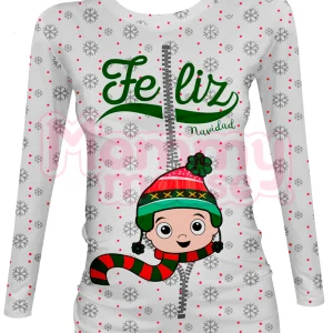 Blusa Maternidad Full P Manga Larga. Feliz Navidad niño