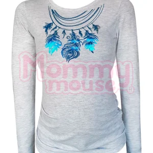 Blusa Maternidad Básica Manga Larga.  Plumas metálicas