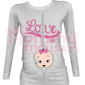 Blusa Maternidad Básica Manga Larga. Love my baby niña.