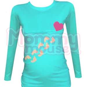 Blusa Maternidad Básica Manga Larga. Piesitos Corazón
