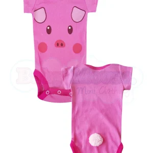 Pañalero Manga Corta Niña. Puerquito pompón