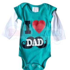 Pañalero Manga Larga . I love dad moustache verde