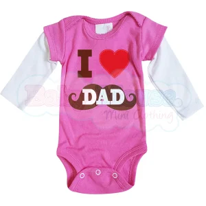 Pañalero Manga Larga Niña . I love dad moustache