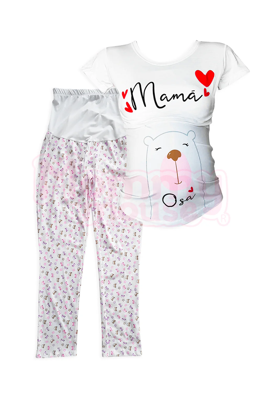 Pijama maternidad-lactancia mc. Mamá Osa corazón - Imagen 4