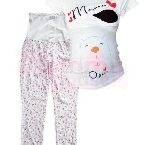 Pijama maternidad-lactancia mc. Mamá Osa corazón