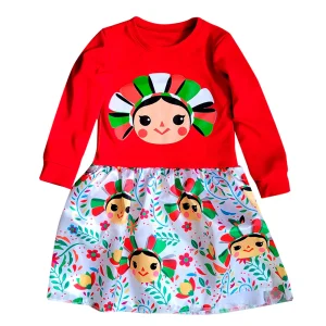 Vestido muñeca mexicana 3 meses a 8 Años